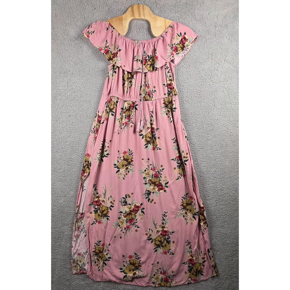 New Look Dress Womens 2X Pink Floral Off Shoulder Ruffle Boho Maxi Sundress